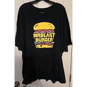 Mr. Beast Burger Fast Food Mens 3XL Black Short Sleeve Shirt Menu Spellout Logo